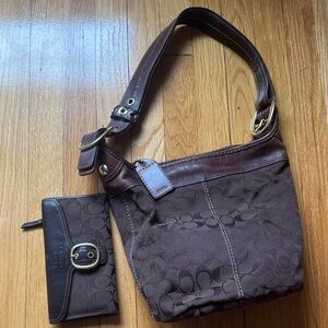 Coach Signature Canvas Shoulder Bag and Wallet Duo in Black